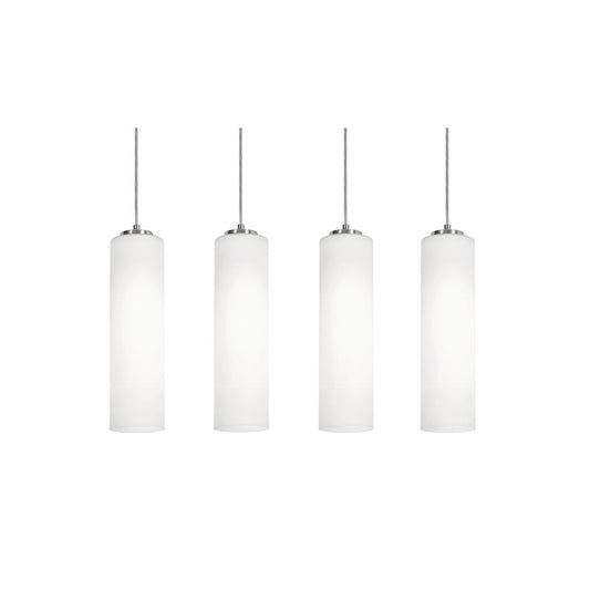AFX Lighting Leo 4 Light Linear Pendant, Satin Nickel/White - LEOP0412MBSNLNR4