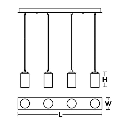 AFX Lighting Leo 4 Light Linear Pendant, Satin Nickel/White