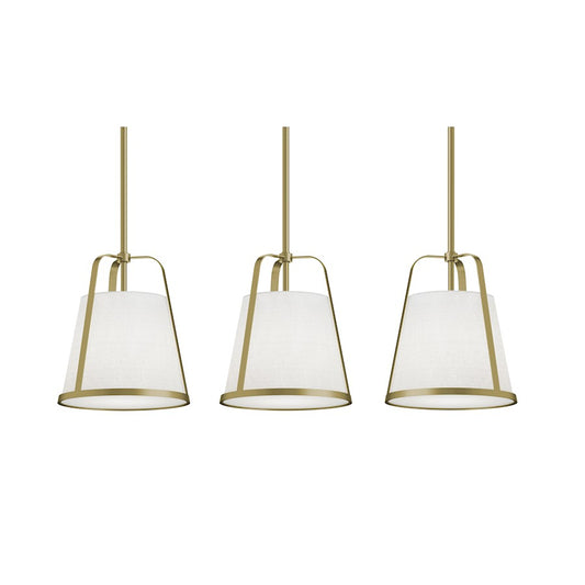 AFX Lighting Lizzette 3-Light Linear Pendant, Brass/Linen White - LIZP10MBLBLNR3