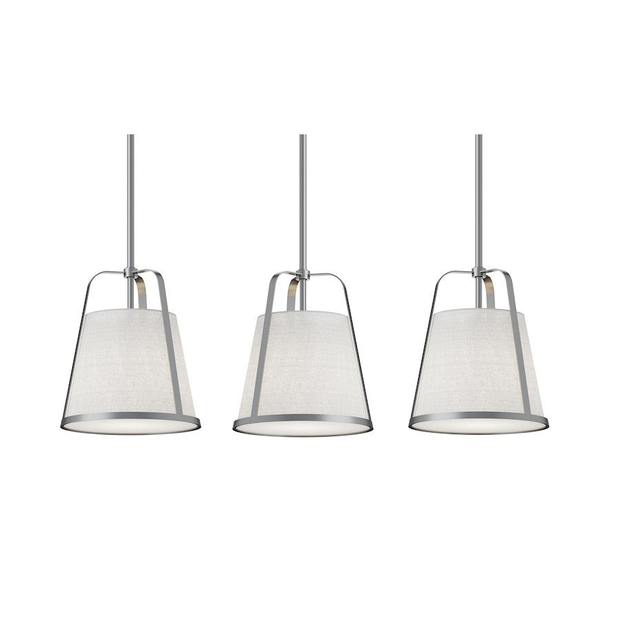 AFX Lighting Lizzette 3-Light Linear Pendant, Nickel/Linen - LIZP10MBSNLNR3