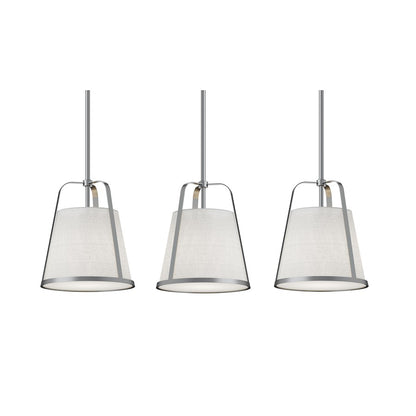 AFX Lighting Lizzette 3-Light Linear Pendant, Nickel/Linen - LIZP10MBSNLNR3