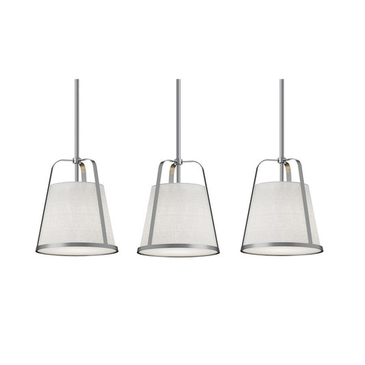 AFX Lighting Lizzette 3-Light Linear Pendant, Nickel/Linen - LIZP10MBSNLNR3