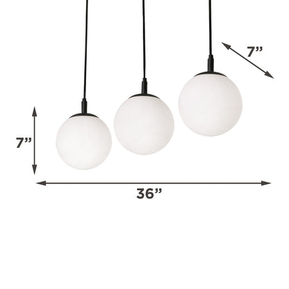 AFX Lighting Loretto 18in 3-Light Round Pendant | Satin Nickel and White Glass | Kitchen Island & Dining Room | 18 x 18 x 7 in | Model LRTP07MBSNRND3