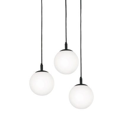 AFX Lighting Loretto 18in 3-Light Round Pendant | Satin Nickel and White Glass | Kitchen Island & Dining Room | 18 x 18 x 7 in | Model LRTP07MBSNRND3