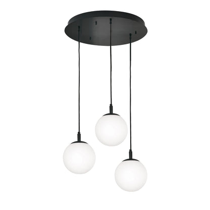 AFX Lighting Loretto 18in 3-Light Round Pendant | Satin Nickel and White Glass | Kitchen Island & Dining Room | 18 x 18 x 7 in | Model LRTP07MBSNRND3