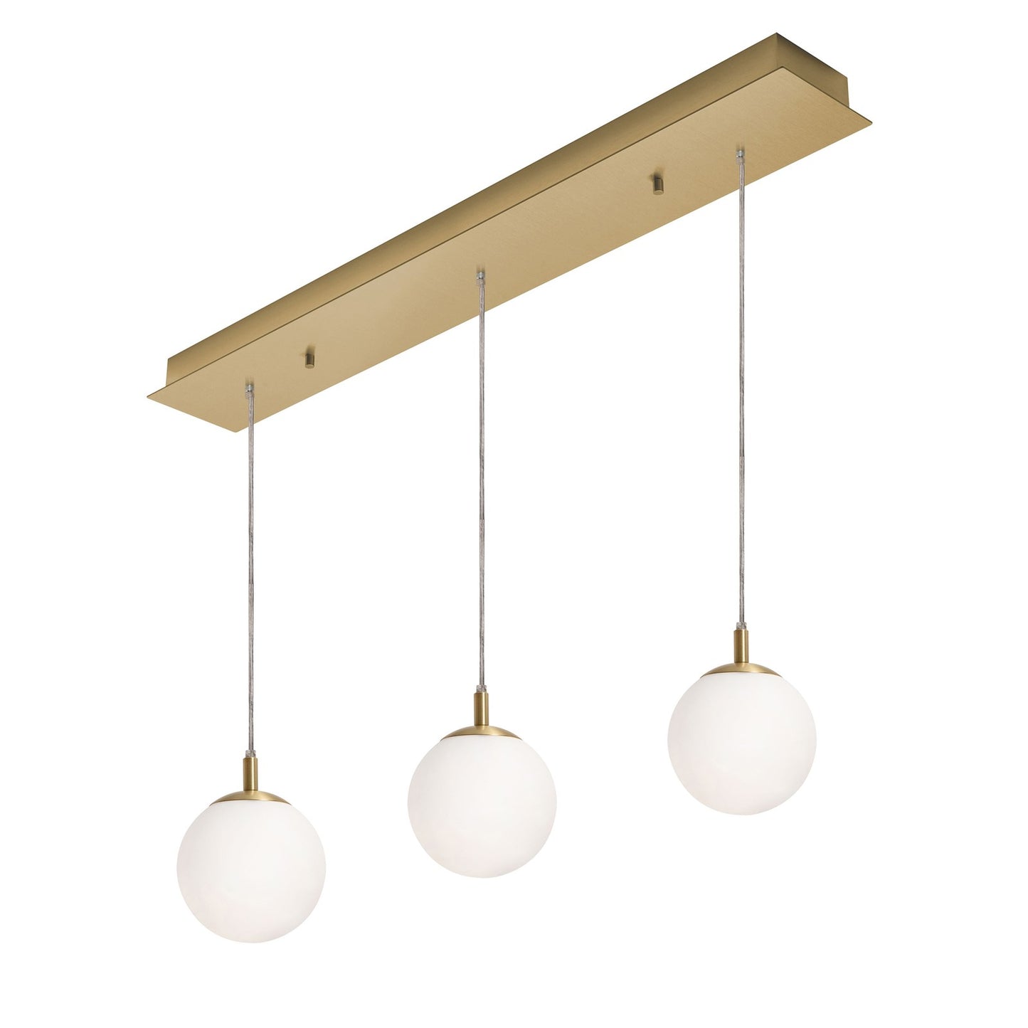 AFX Lighting Loretto 36in 3-Light Linear Pendant | Transitional Satin Brass and White Glass | Kitchen Island & Dining Room | Model LRTP07MBSBLNR3