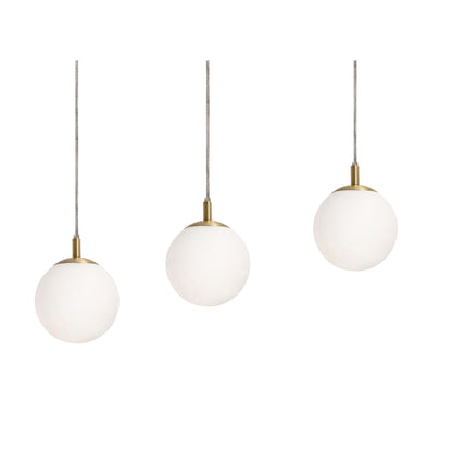 AFX Lighting Loretto 36in 3-Light Linear Pendant | Transitional Satin Brass and White Glass | Kitchen Island & Dining Room | Model LRTP07MBSBLNR3