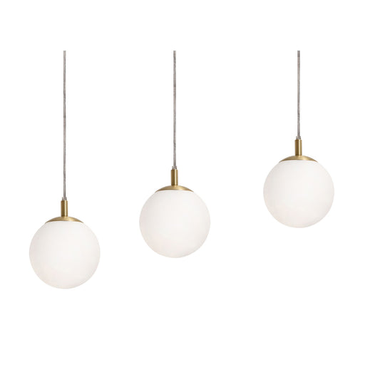 AFX Lighting Loretto 36in 3-Light Linear Pendant | Transitional Satin Brass and White Glass | Kitchen Island & Dining Room | Model LRTP07MBSBLNR3