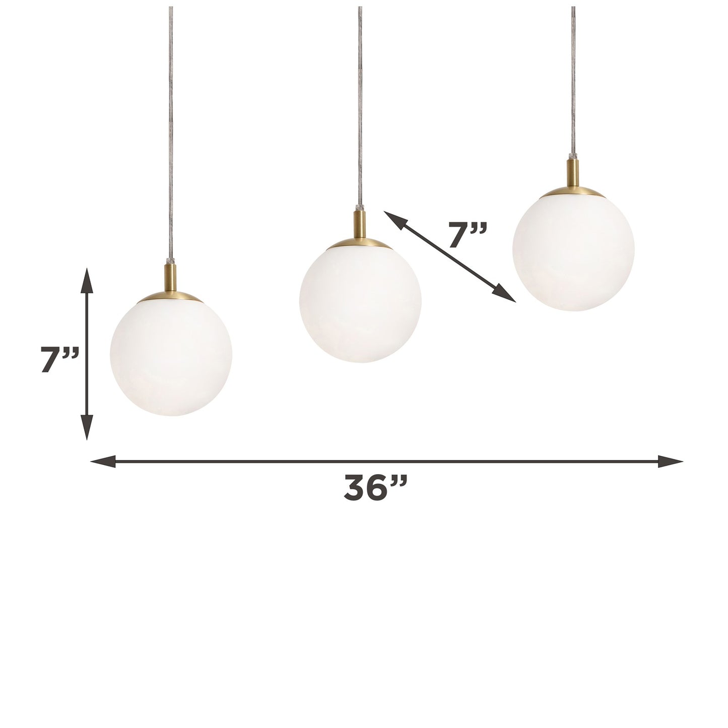AFX Lighting Loretto 36in 3-Light Linear Pendant | Transitional Satin Brass and White Glass | Kitchen Island & Dining Room | Model LRTP07MBSBLNR3