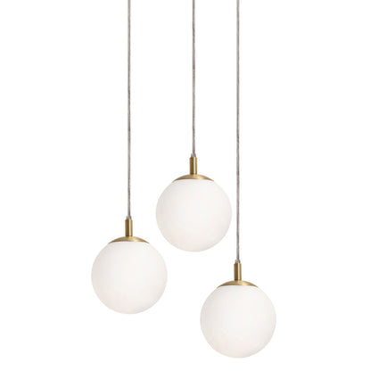 AFX Lighting Loretto 18in 3-Light Round Pendant | Satin Brass and White Glass | Kitchen Island & Dining Room | 18 x 18 x 7 in | Model LRTP07MBSBRND3