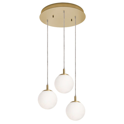 AFX Lighting Loretto 18in 3-Light Round Pendant | Satin Brass and White Glass | Kitchen Island & Dining Room | 18 x 18 x 7 in | Model LRTP07MBSBRND3
