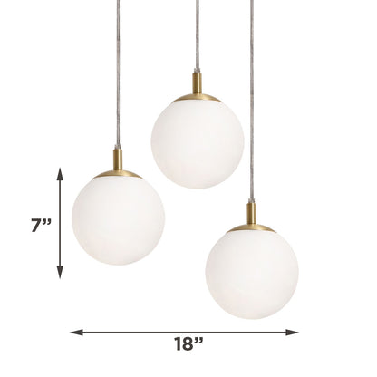 AFX Lighting Loretto 18in 3-Light Round Pendant | Satin Brass and White Glass | Kitchen Island & Dining Room | 18 x 18 x 7 in | Model LRTP07MBSBRND3