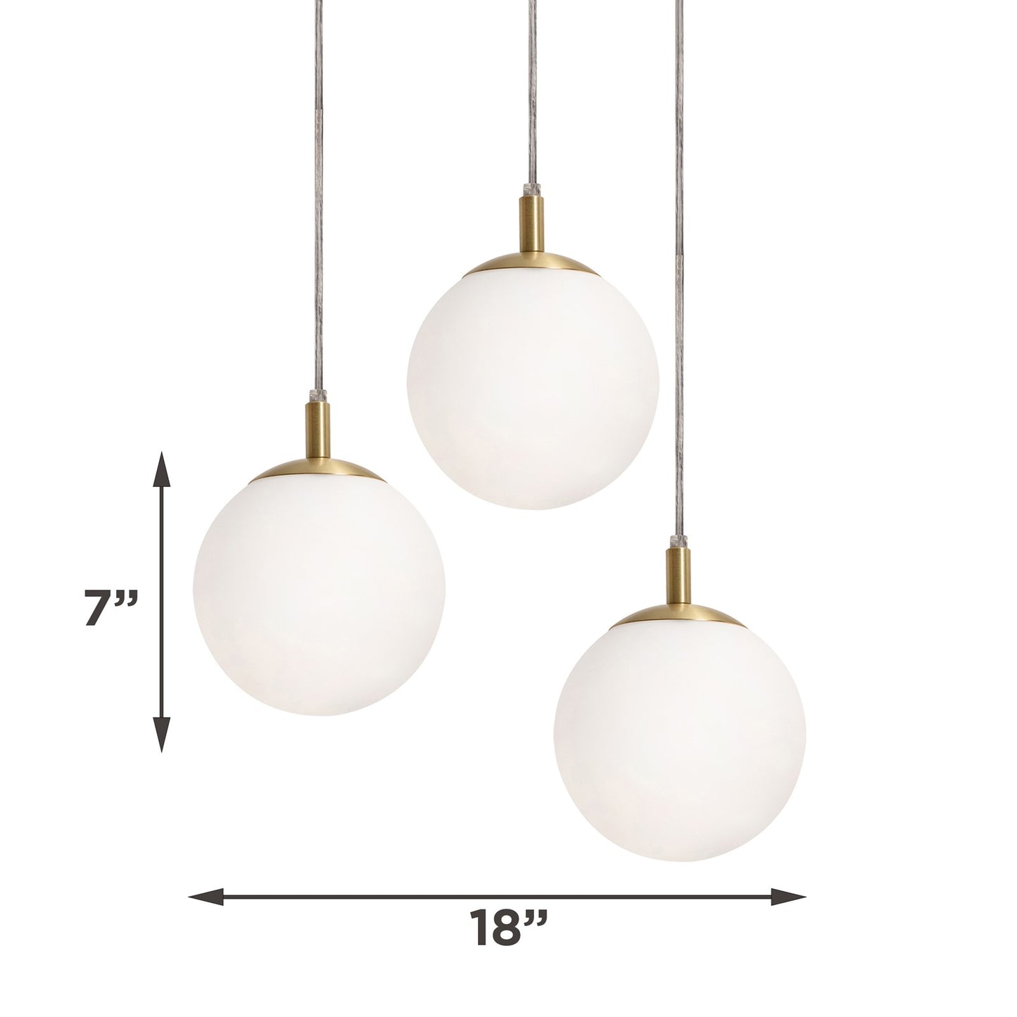 AFX Lighting Loretto 18in 3-Light Round Pendant | Satin Brass and White Glass | Kitchen Island & Dining Room | 18 x 18 x 7 in | Model LRTP07MBSBRND3
