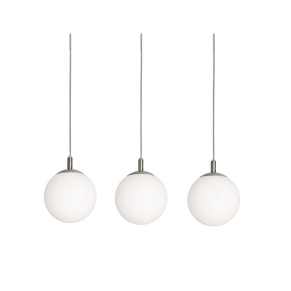 AFX Lighting Loretto 18in 3-Light Round Pendant | Satin Nickel and White Glass | Kitchen Island & Dining Room | 18 x 18 x 7 in | Model LRTP07MBSNRND3
