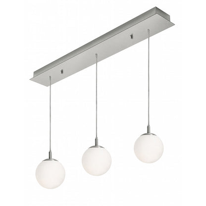 AFX Lighting Loretto 18in 3-Light Round Pendant | Satin Nickel and White Glass | Kitchen Island & Dining Room | 18 x 18 x 7 in | Model LRTP07MBSNRND3