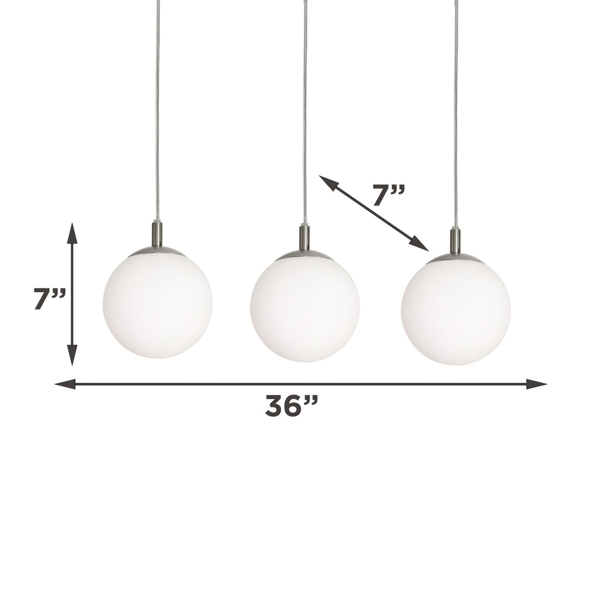 AFX Lighting Loretto 18in 3-Light Round Pendant | Satin Nickel and White Glass | Kitchen Island & Dining Room | 18 x 18 x 7 in | Model LRTP07MBSNRND3