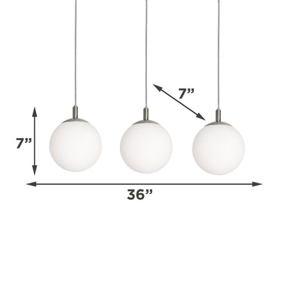 AFX Lighting Loretto 18in 3-Light Round Pendant | Satin Nickel and White Glass | Kitchen Island & Dining Room | 18 x 18 x 7 in | Model LRTP07MBSNRND3