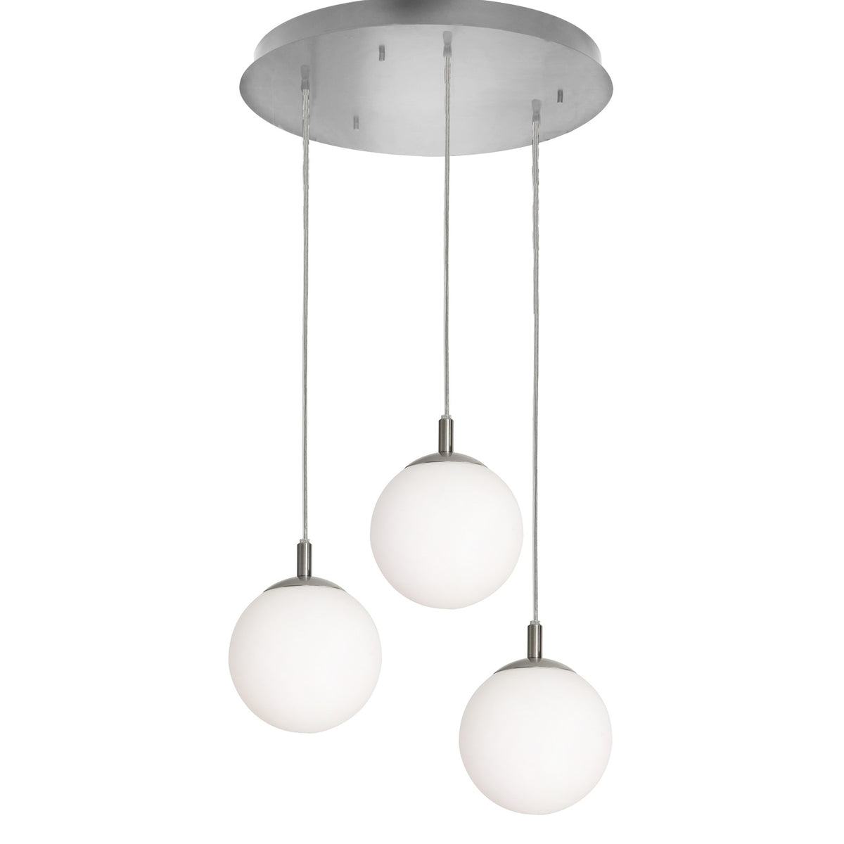 AFX Lighting Loretto 18in 3-Light Round Pendant | Satin Nickel and White Glass | Kitchen Island & Dining Room | 18 x 18 x 7 in | Model LRTP07MBSNRND3