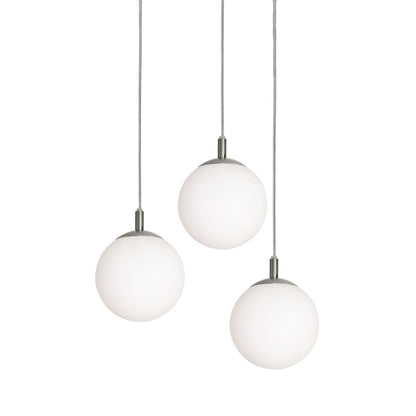 AFX Lighting Loretto 18in 3-Light Round Pendant | Satin Nickel and White Glass | Kitchen Island & Dining Room | 18 x 18 x 7 in | Model LRTP07MBSNRND3