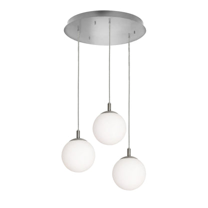 AFX Lighting Loretto 18in 3-Light Round Pendant | Satin Nickel and White Glass | Kitchen Island & Dining Room | 18 x 18 x 7 in | Model LRTP07MBSNRND3