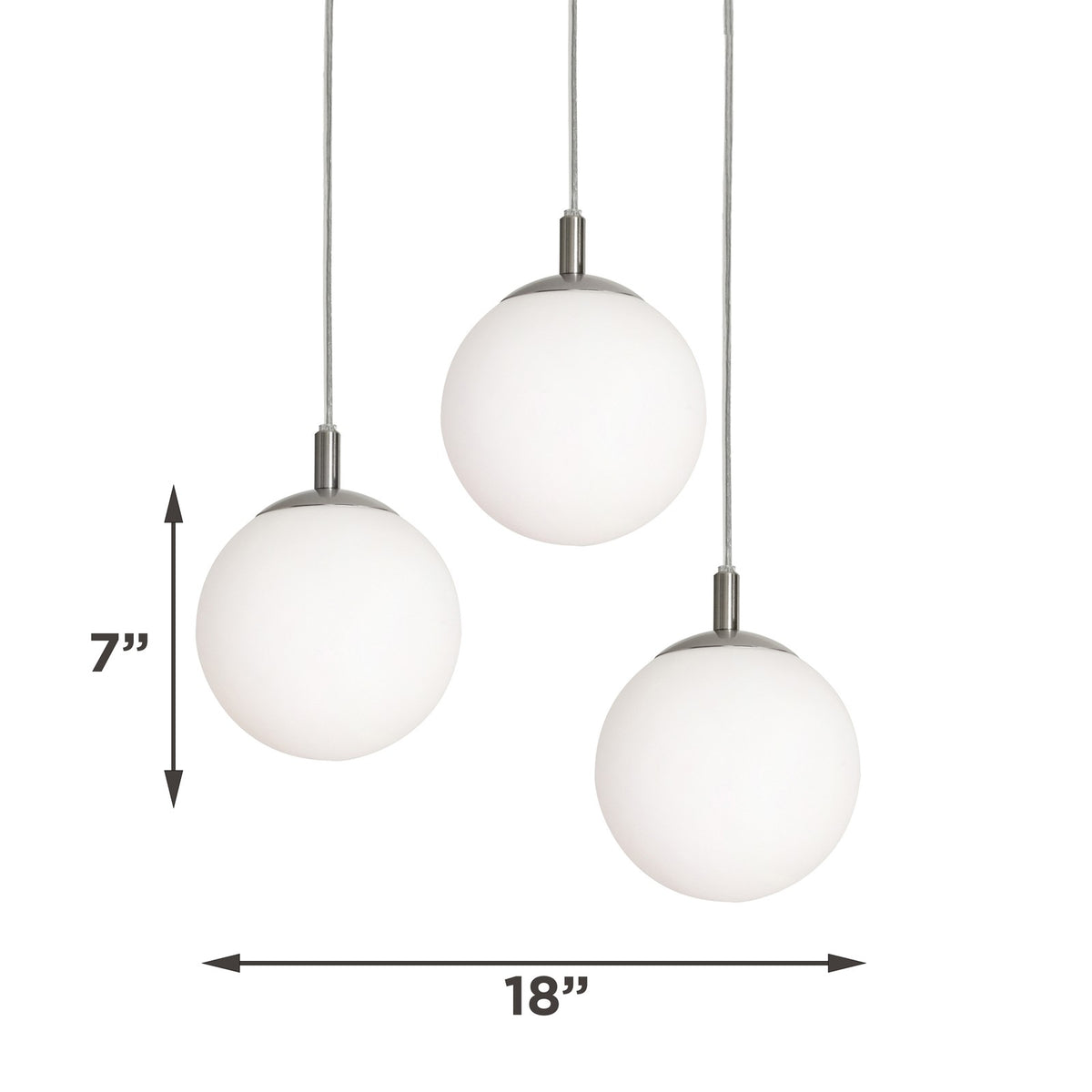 AFX Lighting Loretto 18in 3-Light Round Pendant | Satin Nickel and White Glass | Kitchen Island & Dining Room | 18 x 18 x 7 in | Model LRTP07MBSNRND3