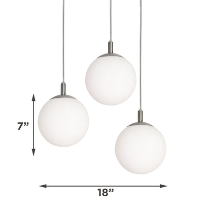 AFX Lighting Loretto 18in 3-Light Round Pendant | Satin Nickel and White Glass | Kitchen Island & Dining Room | 18 x 18 x 7 in | Model LRTP07MBSNRND3