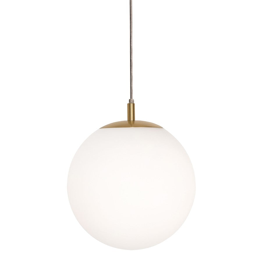 AFX Lighting Loretto 12in 1-Light Pendant | Transitional Satin Brass and White Glass | Kitchen Island & Dining Room | Model LRTP11MBSB