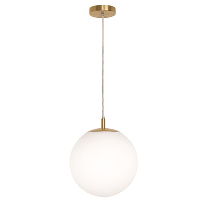 AFX Lighting Loretto 12in 1-Light Pendant | Transitional Satin Brass and White Glass | Kitchen Island & Dining Room | Model LRTP11MBSB