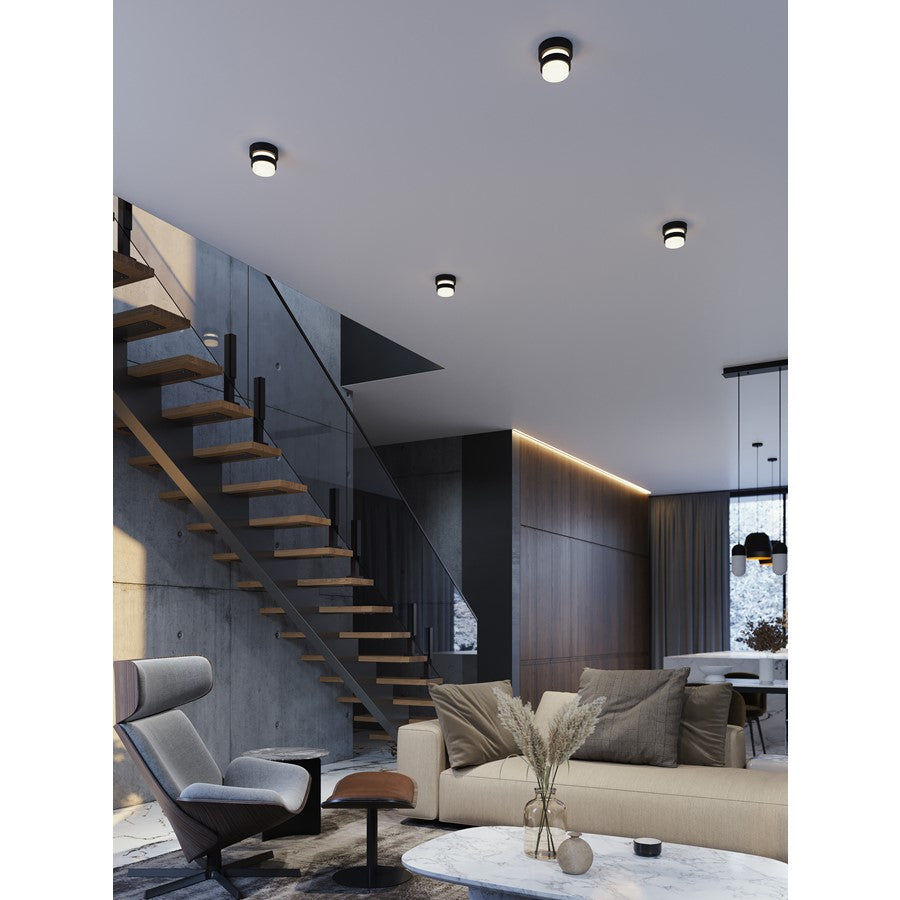 AFX Lighting Miami 1 Light Flush Mount, Black/White