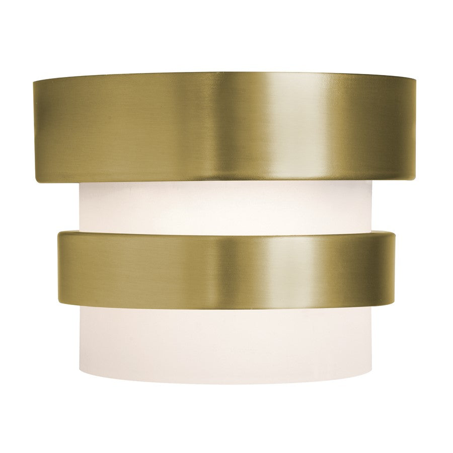 AFX Lighting Miami 1 Light Flush Mount, Antique Brass/White