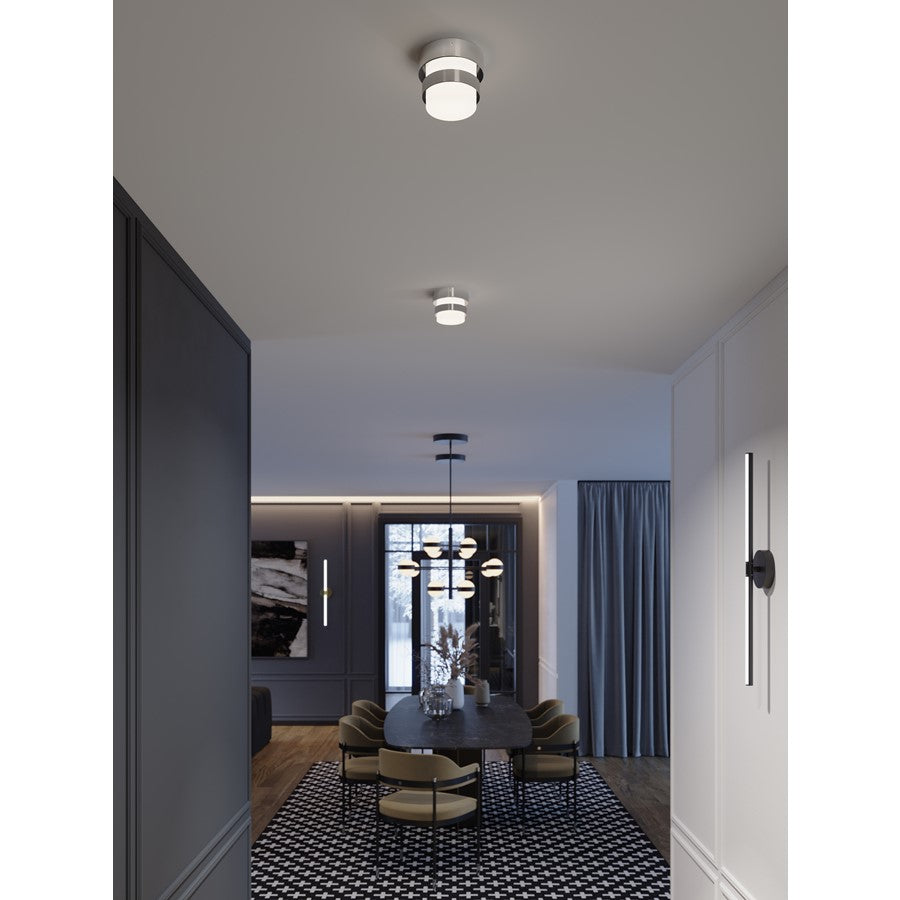 AFX Lighting Miami 1 Light Flush Mount, Polished Chrome/White