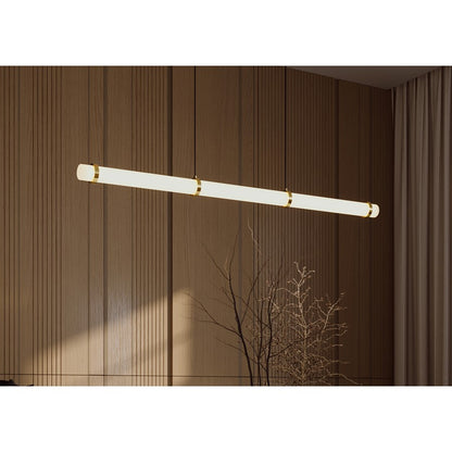 AFX Lighting Miami 1Lt Linear Pendant, Antique Brass/White