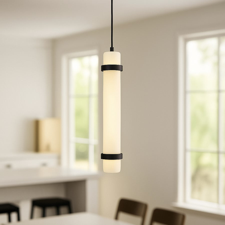 AFX Lighting Miami 1 Light 15" Pendant, Black/White