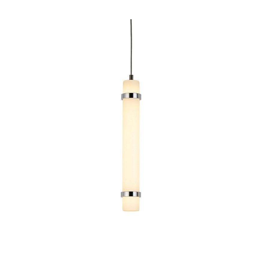 AFX Lighting Miami 1 Light 15" Pendant, Polished Chrome/White