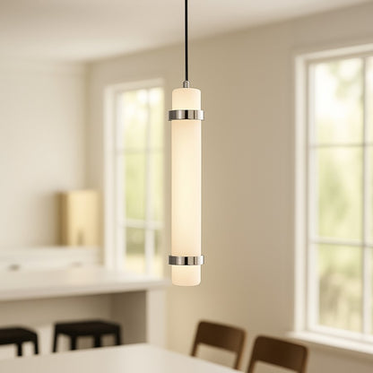 AFX Lighting Miami 1 Light 15" Pendant, Polished Chrome/White