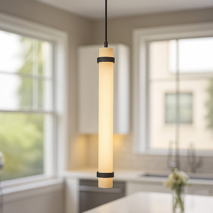 AFX Lighting Miami 1 Light 24" Pendant, Black/White