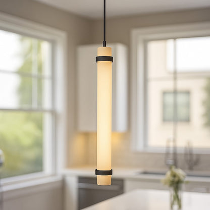 AFX Lighting Miami 1 Light 24" Pendant, Black/White
