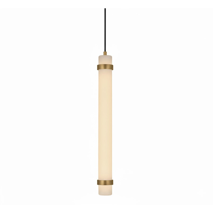 AFX Lighting Miami 1 Light 24" Pendant, Antique Brass/White