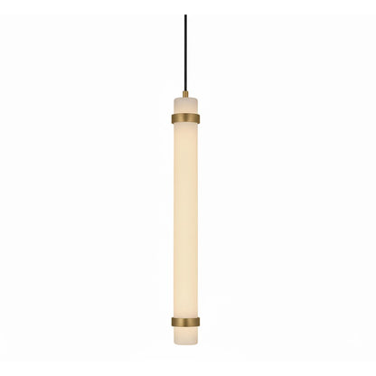 AFX Lighting Miami 1 Light 24" Pendant, Antique Brass/White