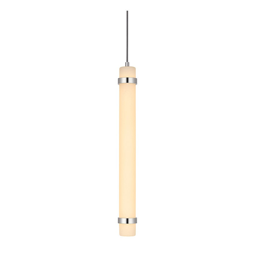 AFX Lighting Miami 1 Light 24" Pendant, Polished Chrome/White