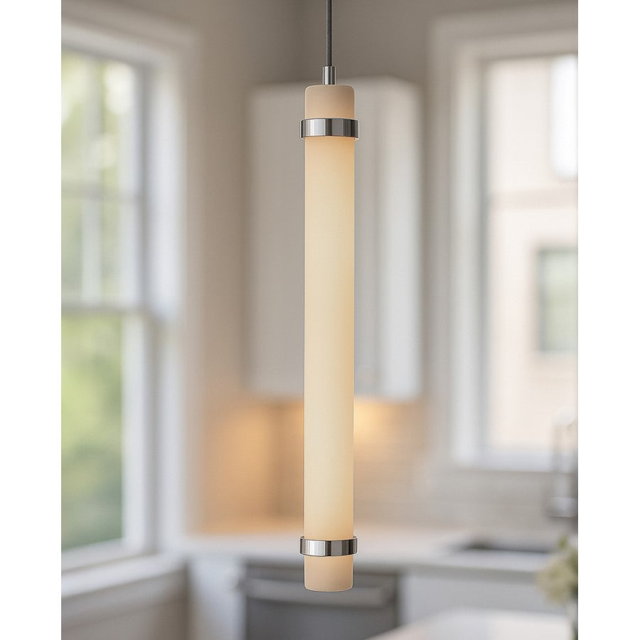 AFX Lighting Miami 1 Light 24" Pendant, Polished Chrome/White