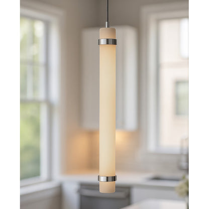 AFX Lighting Miami 1 Light 24" Pendant, Polished Chrome/White