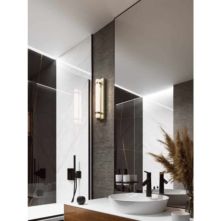 AFX Lighting Miami 1 Light 18" Vanity, Antique Brass/White