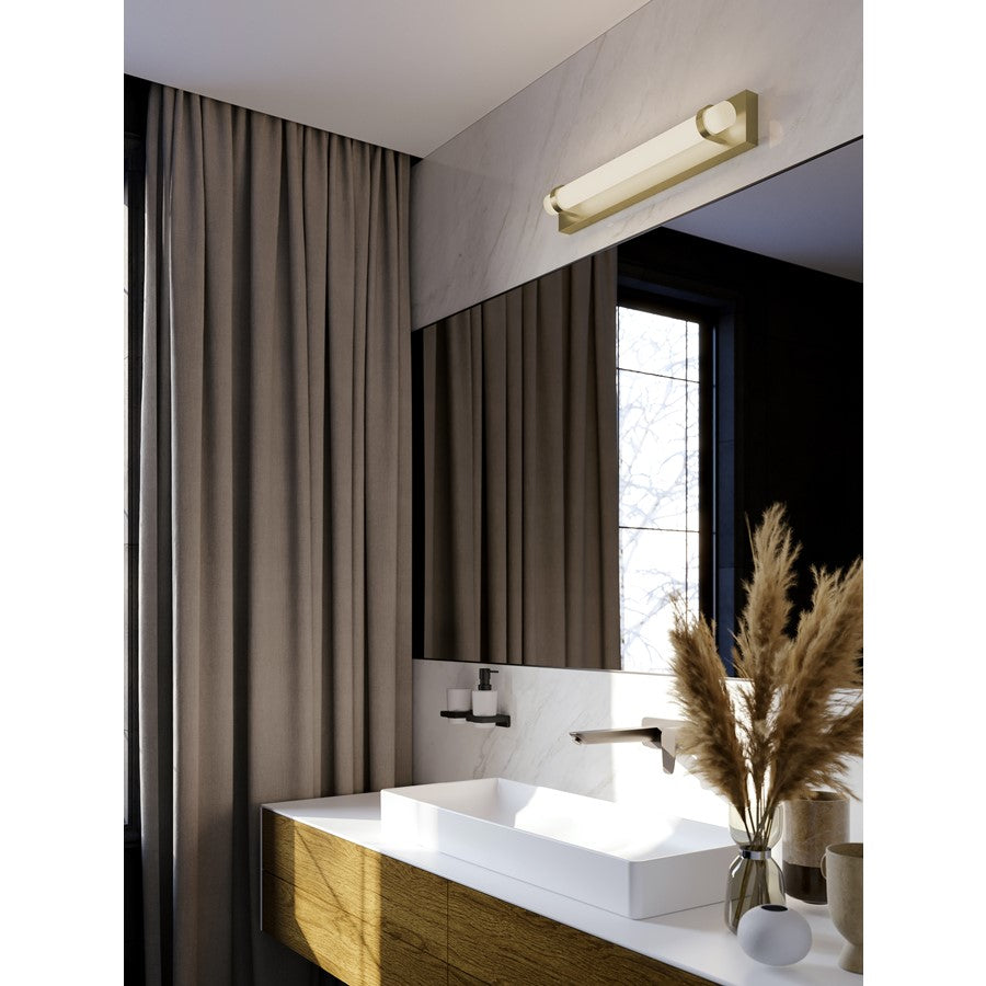AFX Lighting Miami 1 Light 24" Vanity, Antique Brass/White