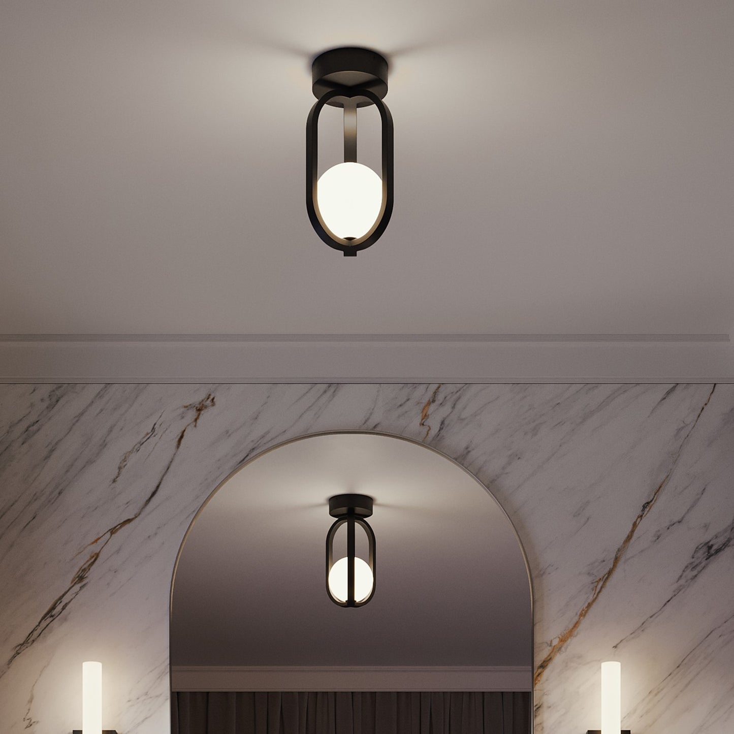 AFX Lighting Milan 7'' 1Lt LED Flush Mount, Black/White