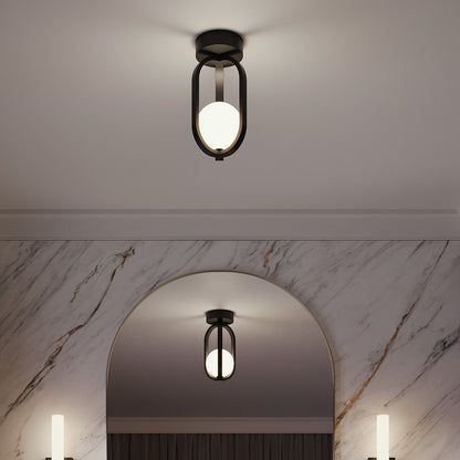 AFX Lighting Milan 7'' 1Lt LED Flush Mount, Black/White