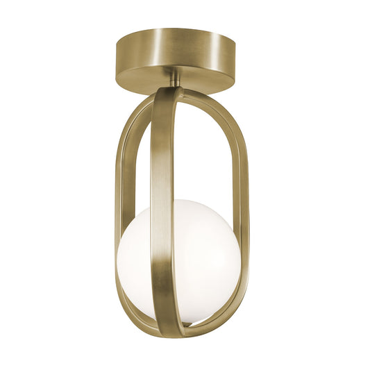 AFX Lighting Milan 7'' 1Lt LED Flush Mount, Lt Antique Brass/Wht