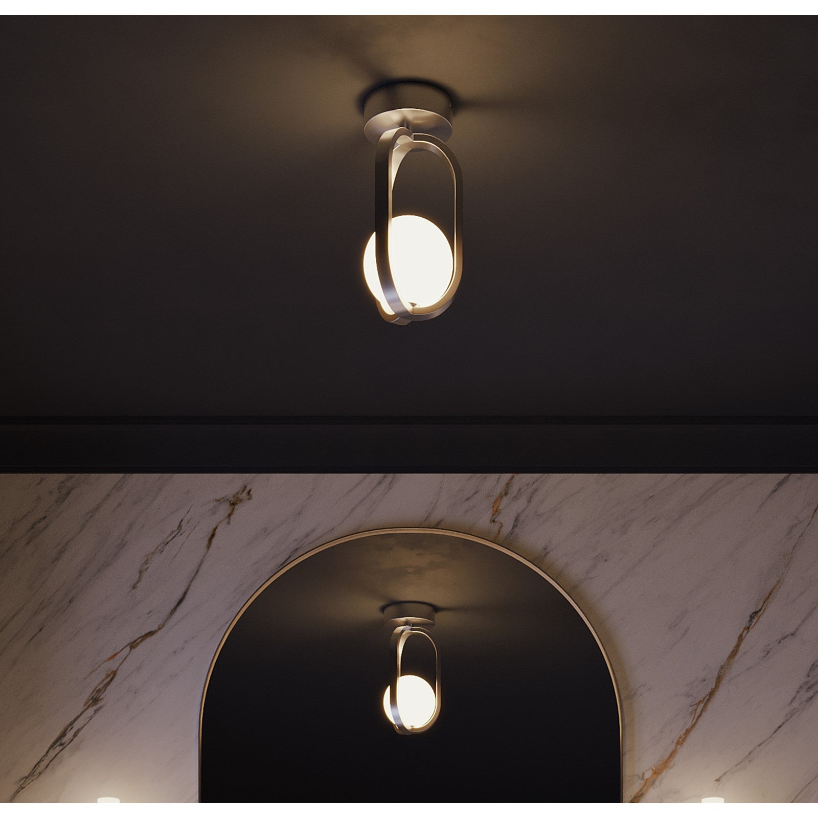 AFX Lighting Milan 7'' 1Lt LED Flush Mount, Satin Nickel/White