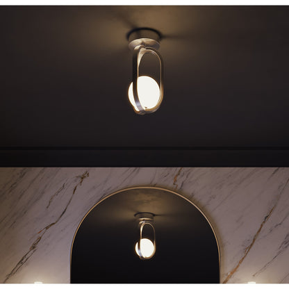 AFX Lighting Milan 7'' 1Lt LED Flush Mount, Satin Nickel/White