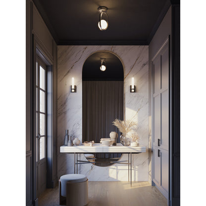 AFX Lighting Milan 7'' 1Lt LED Flush Mount, Satin Nickel/White